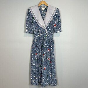 80s Maggy Boutique James Daugherty Collared Dress Secretary Mom Core Size 8